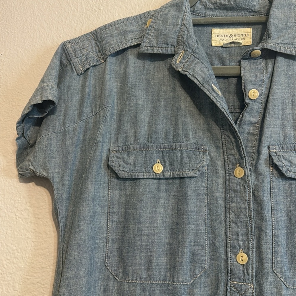 Denim & Supply Ralph Lauren Chambray Denim Short Sleeve Dress Size M - Picture 3 of 6